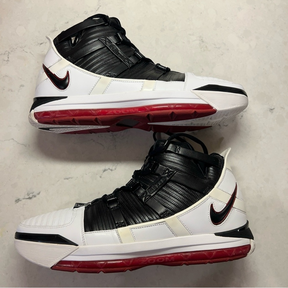 Nike Zoom LeBron III 312147-101 2005 White/Black/Crimson Red MVP Cavaliers